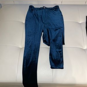 Dark navy blue velvet leggings